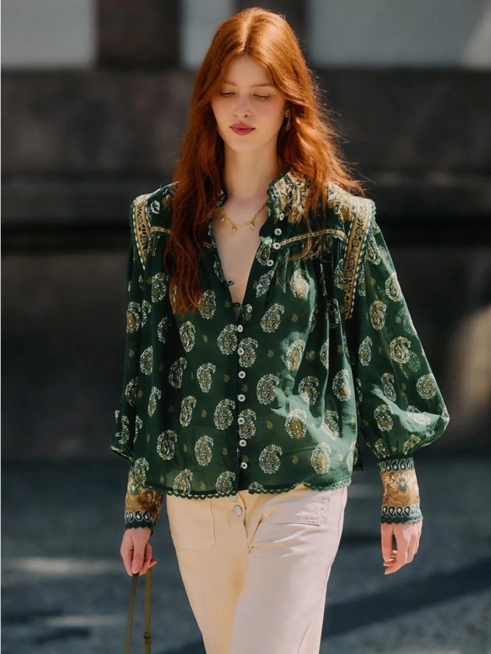 FARM Rio Tayla Green Blouse Size XXS NWT